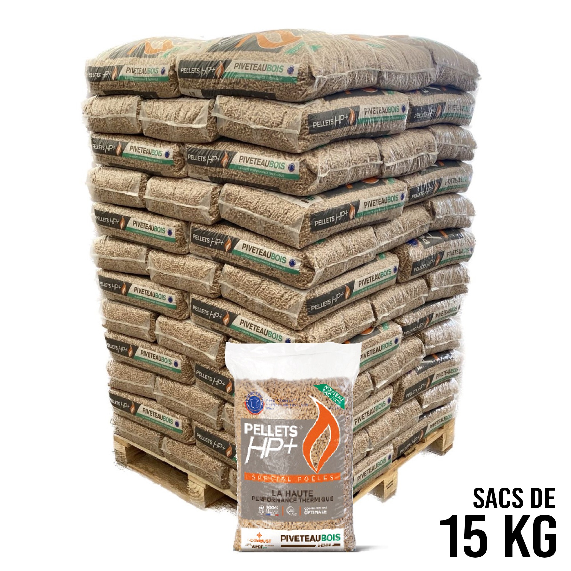 HP+ wood pellets – Piveteau – 15kg bags