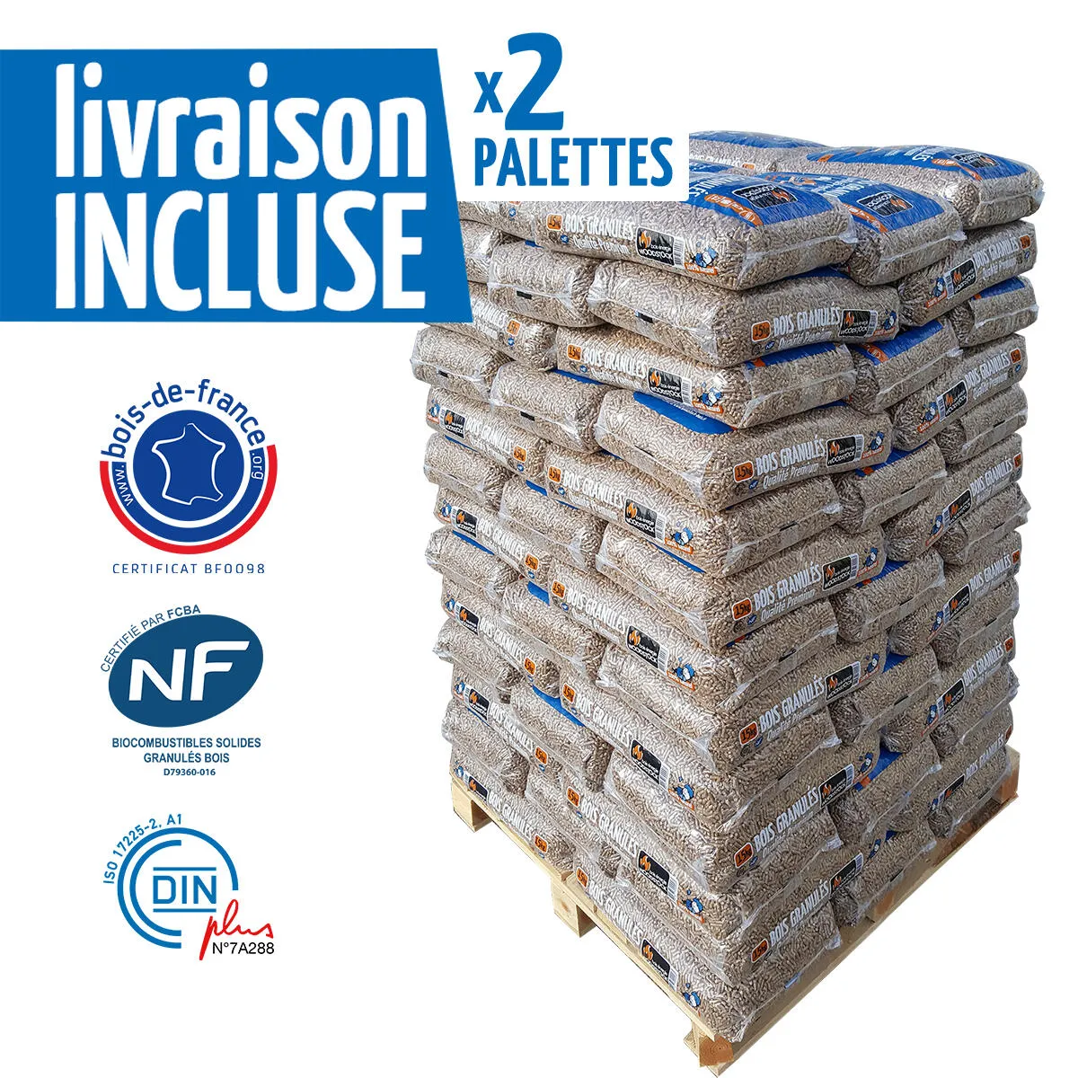 2 x WOODSTOCK pellet pallets (132 bags)