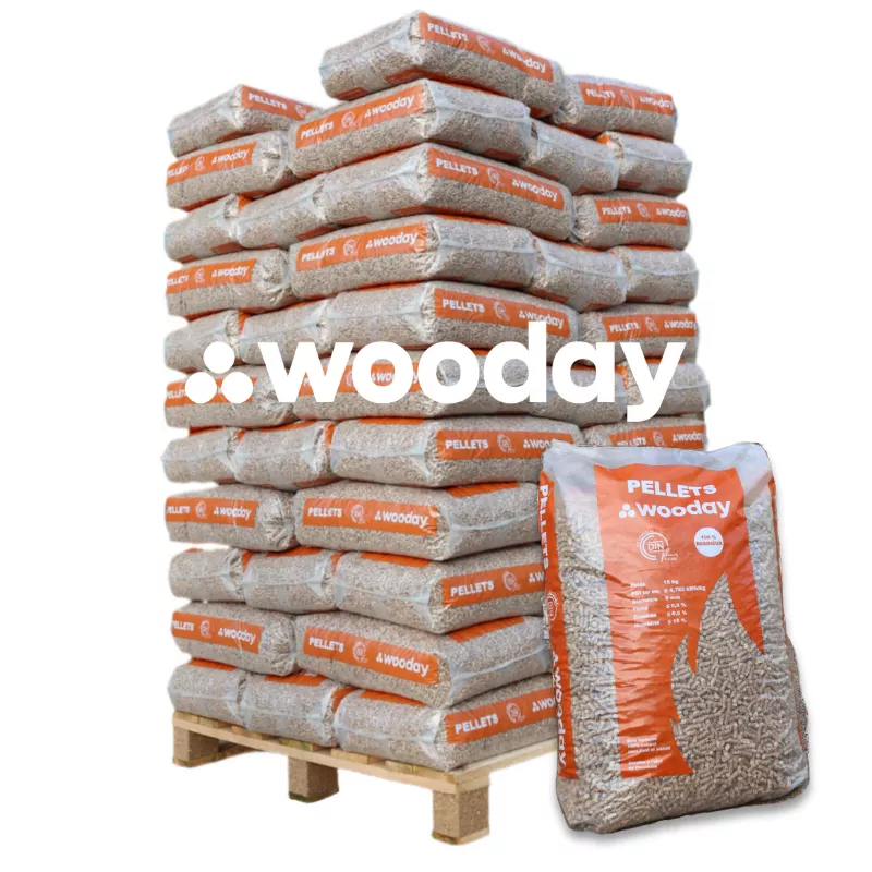 WOODAY Wood Pellets – Pallet of 65 bags of pellets