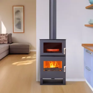 Carrio Inox wood-burning stove with oven – 9 kW